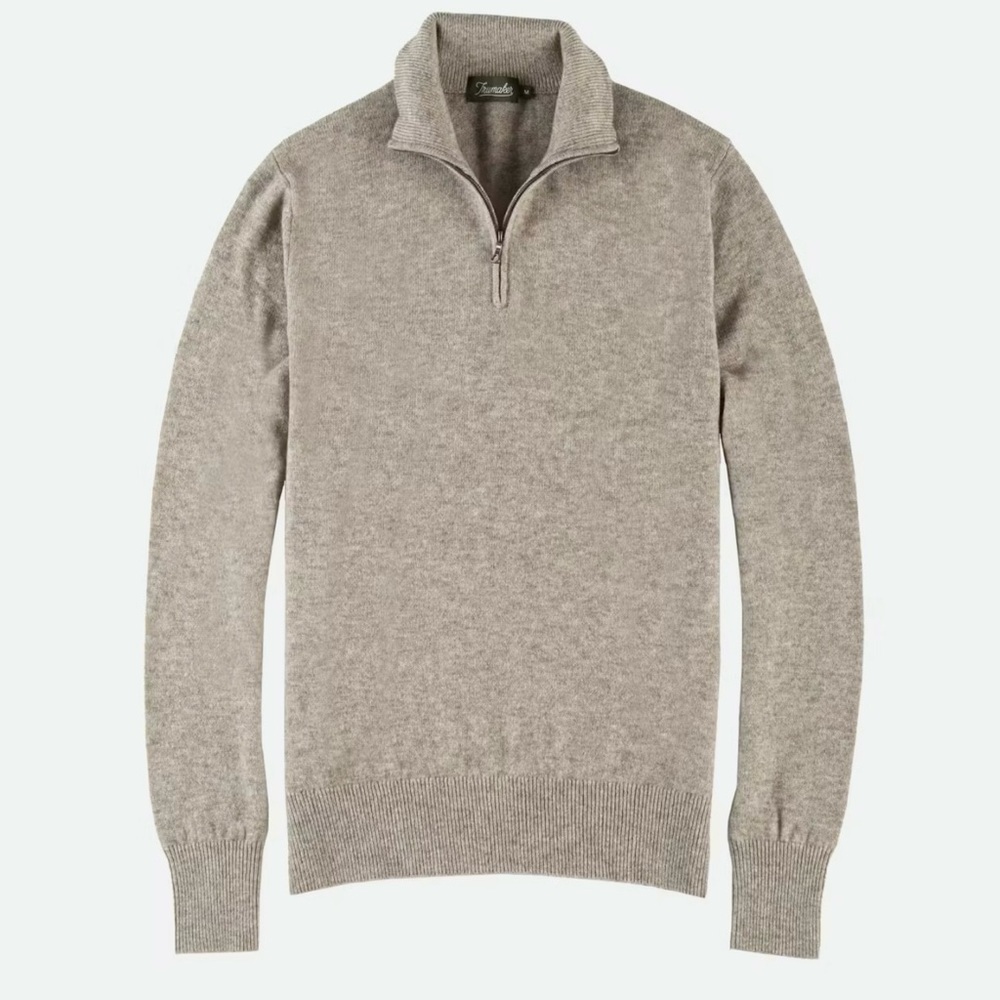 Huckberry Men's Taupe Zip-Up Sweater Sz XXL